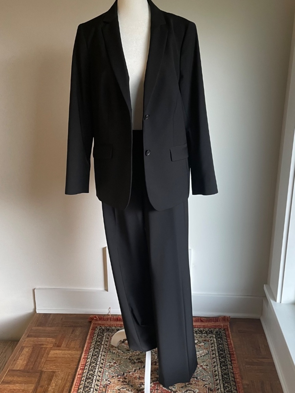 TALBOTS CURVY Pantsuit Office Professional Academia Black Wool blend Size 14